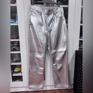 Abercrombie & Fitch 90s Vegan Leather Metallic Pants